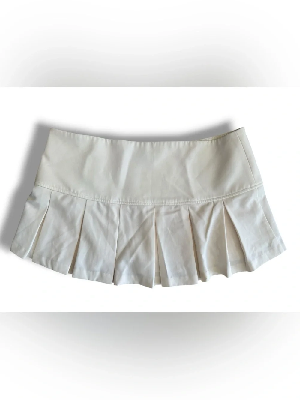 Guizio Pleated Micro Mini‎ Skirt Y2K Ivory Medium